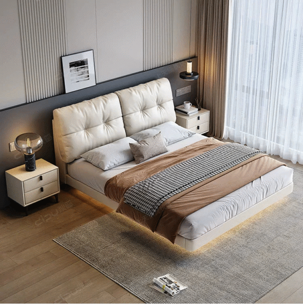DIPU Maisie Cream Skin Leather Bed - Image 3