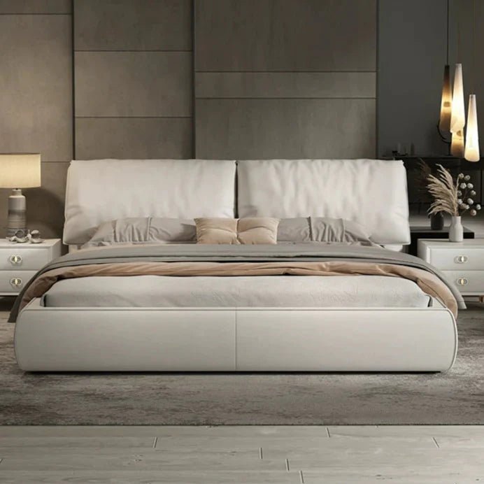 LATE AUTUMN Minimalist Italian Double Leather Bed - Image 2