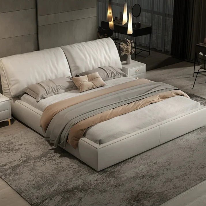 LATE AUTUMN Minimalist Italian Double Leather Bed - Image 3