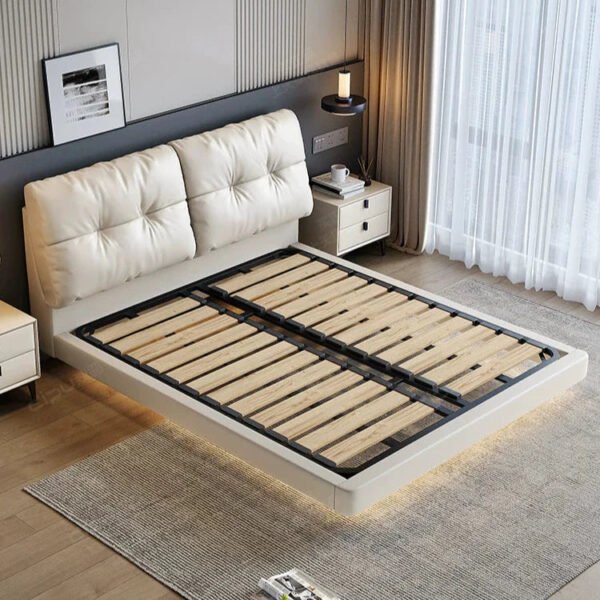 DIPU Maisie Cream Skin Leather Bed - Image 4