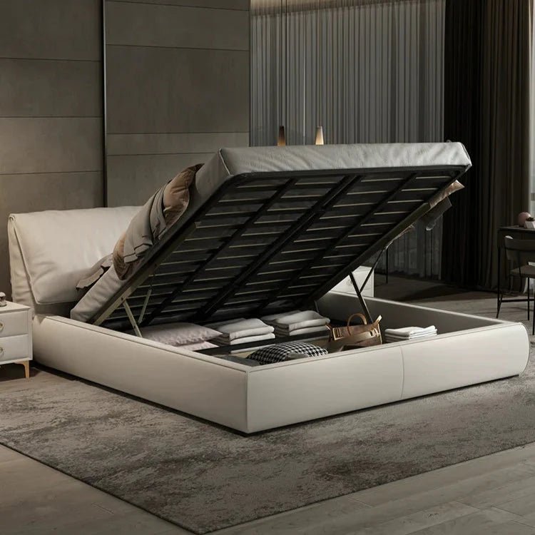 LATE AUTUMN Minimalist Italian Double Leather Bed - Image 5