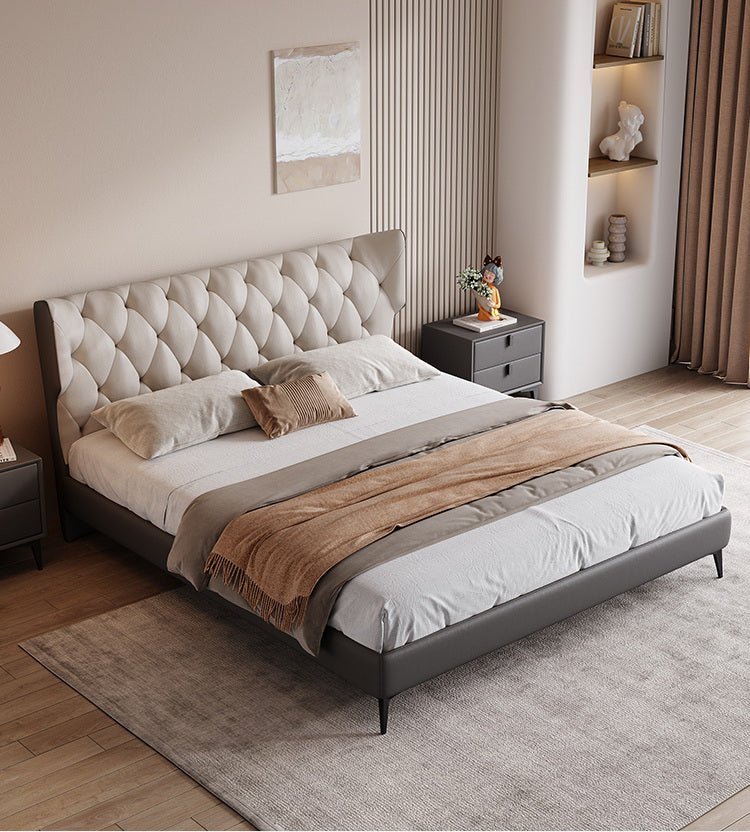 DIPU Romanio Italian Minimalist Leather Bed - Image 4