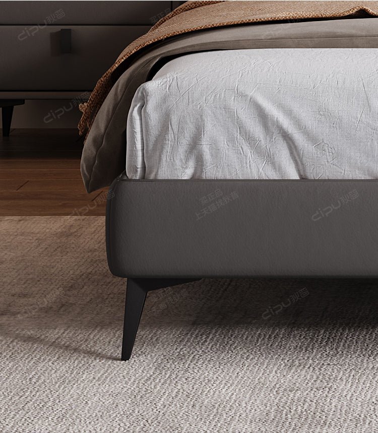 DIPU Romanio Italian Minimalist Leather Bed - Image 7
