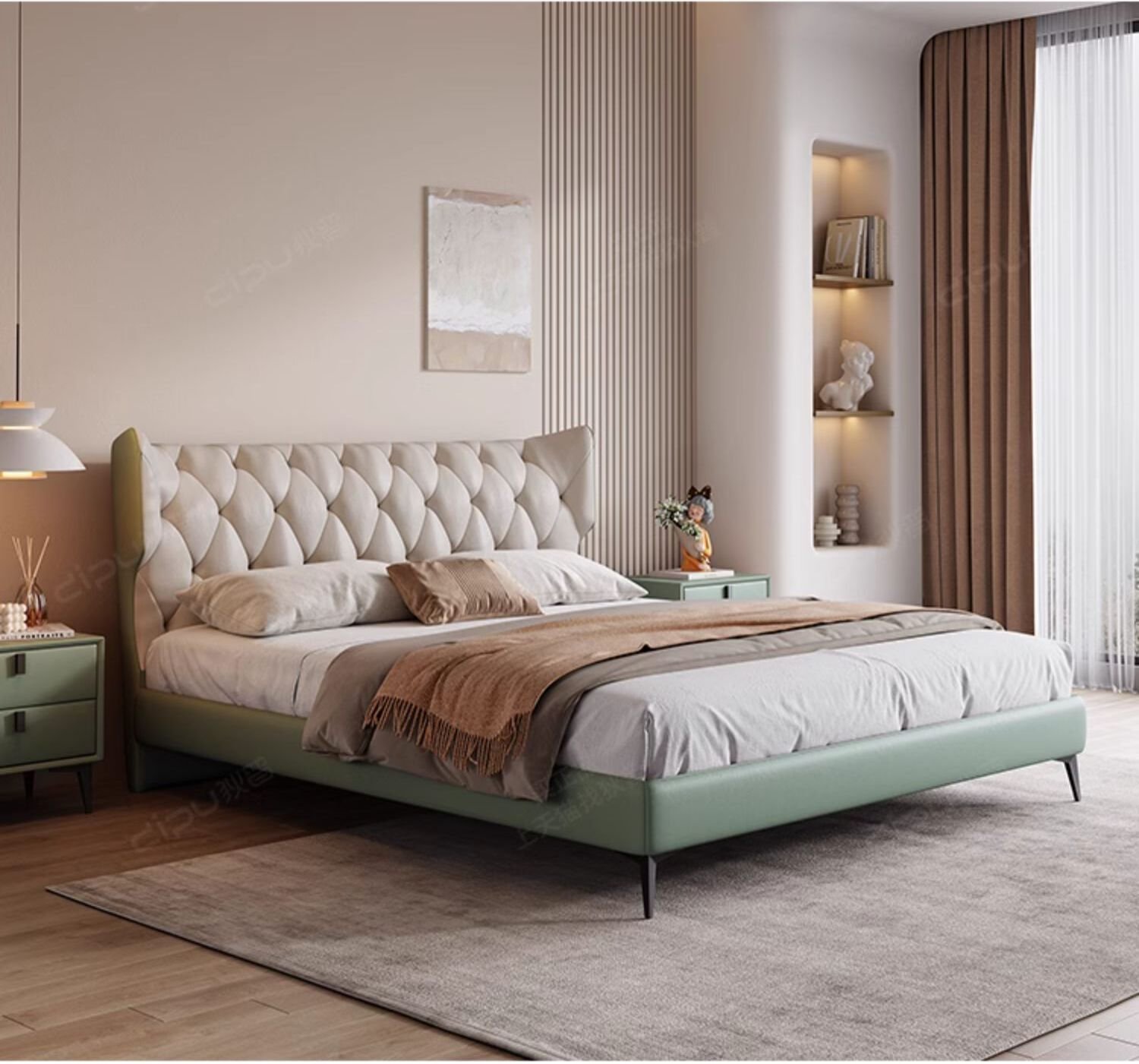 DIPU Romanio Italian Minimalist Leather Bed - Image 13