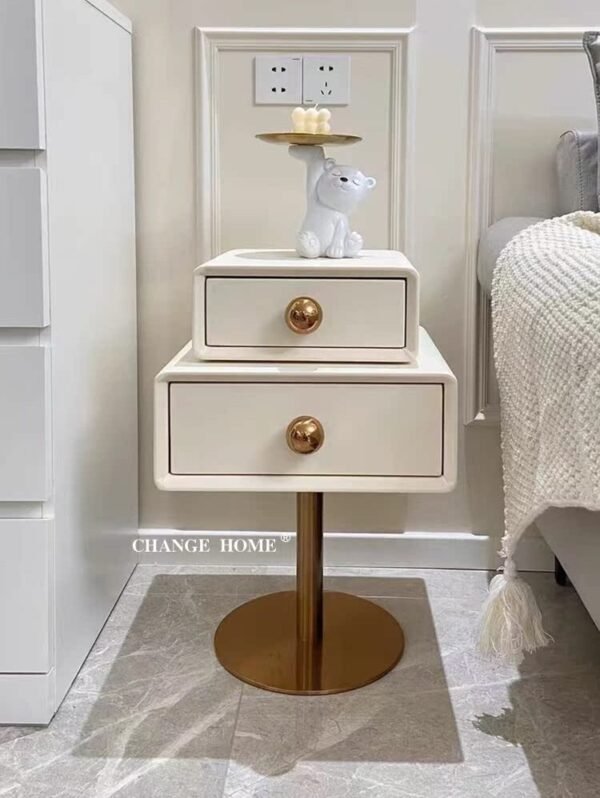 CH Oliver Creative Art Minimalist Storage Bedside Table - Image 11
