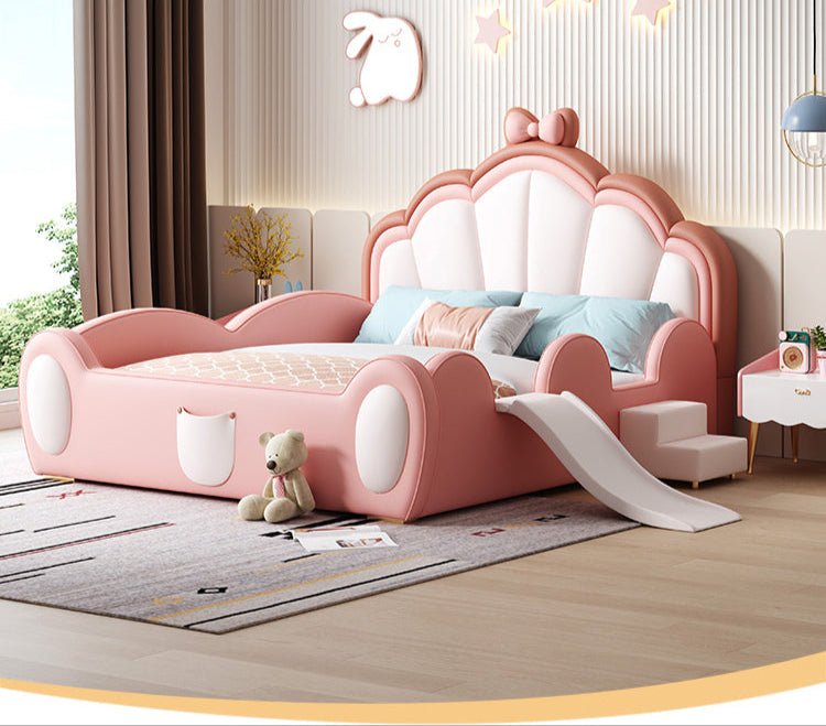 MORNING FOREST Isabella Modern Castle Crib with Slide and Bow Fence - Image 6