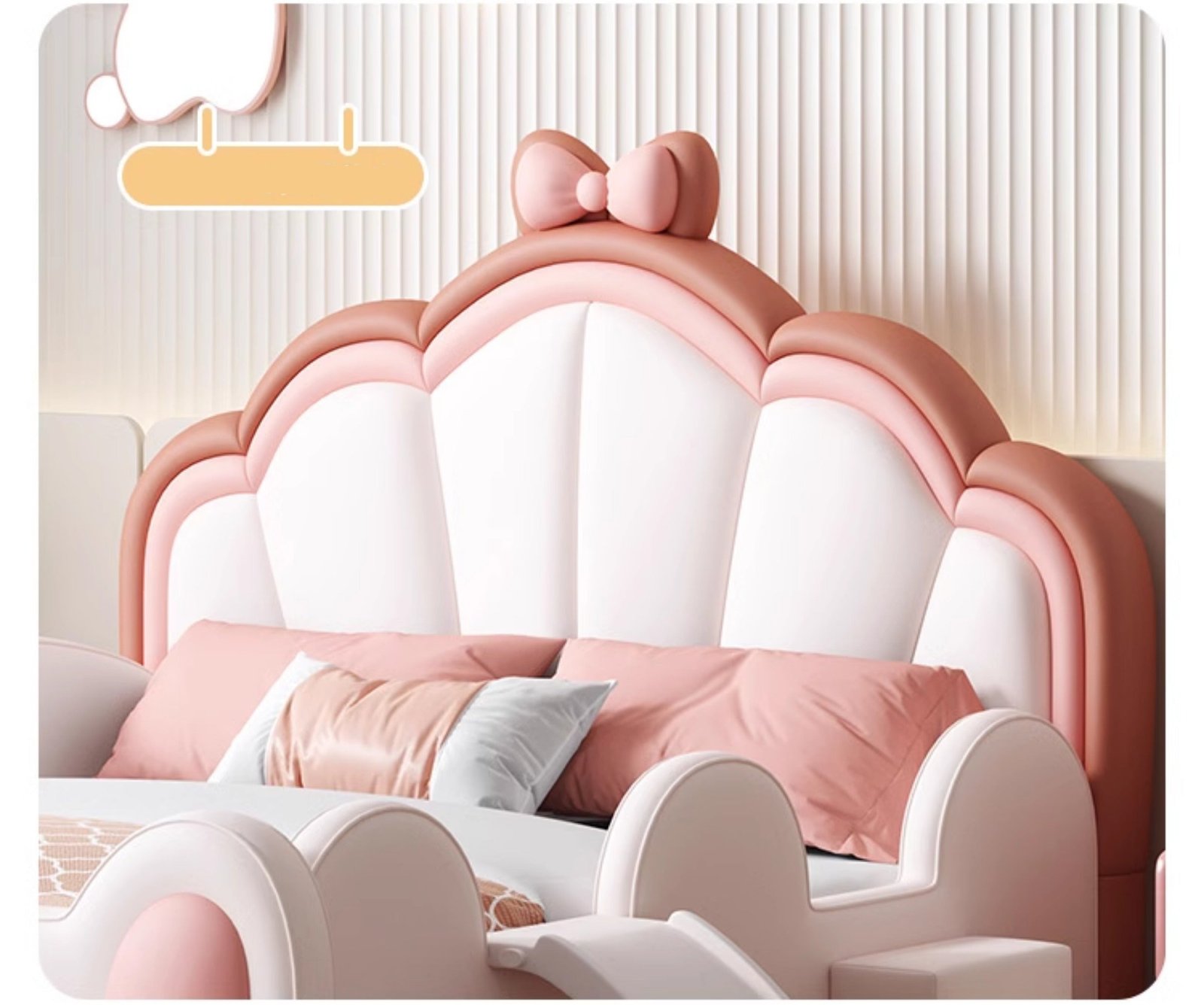 MORNING FOREST Isabella Modern Castle Crib with Slide and Bow Fence - Image 8