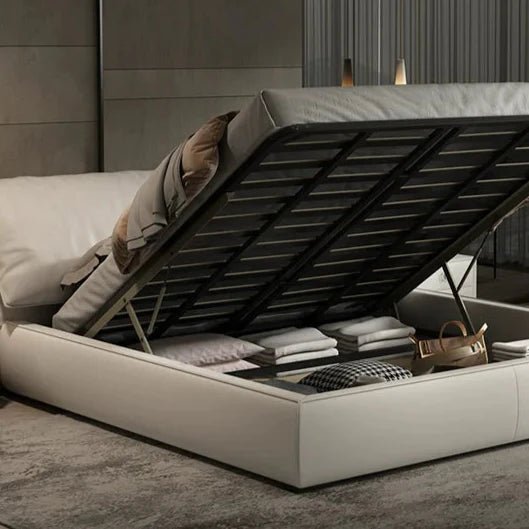 LATE AUTUMN Minimalist Italian Double Leather Bed - Image 8