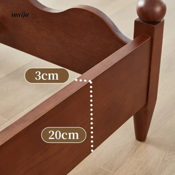 DOSMARS Claire Creamy Retro Solid Wood Bed - Image 6