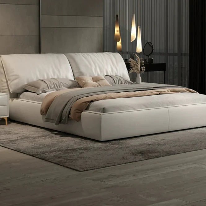 LATE AUTUMN Minimalist Italian Double Leather Bed