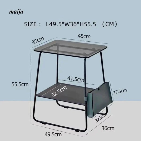 MIKA Mini Glass Metal Bedside Table - Image 9