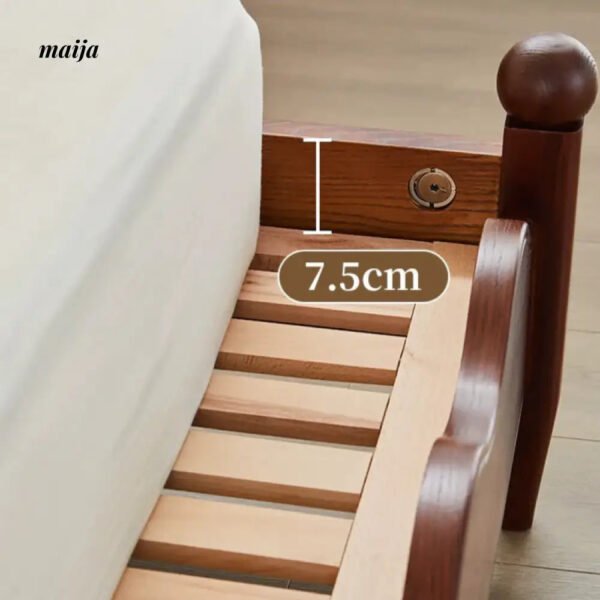 DOSMARS Claire Creamy Retro Solid Wood Bed - Image 7