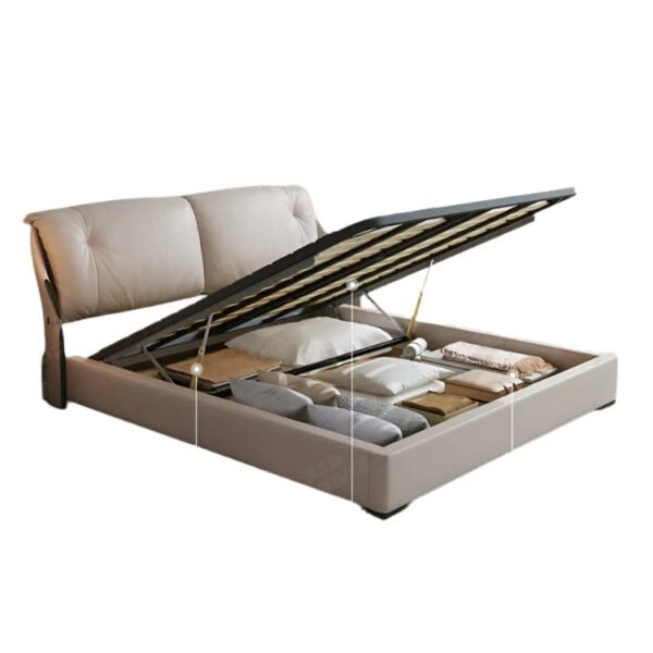 DIPU Emelia Minimalist Cream Designer Bed - Image 6
