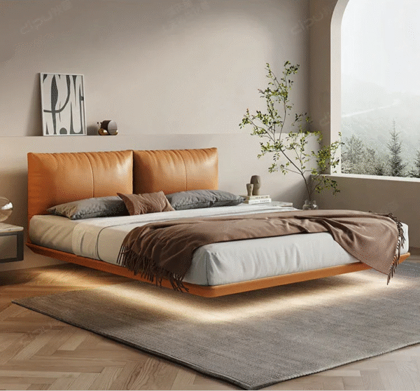 DIPU Diego Minimal Suspended Leather Bed - Image 8