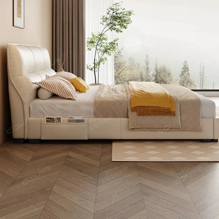 DIPU Dawson Creamy Wind Modern Leather Bed - Image 6