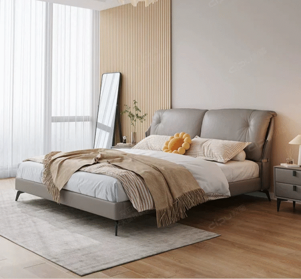 DIPU Emelia Minimalist Cream Designer Bed - Image 9