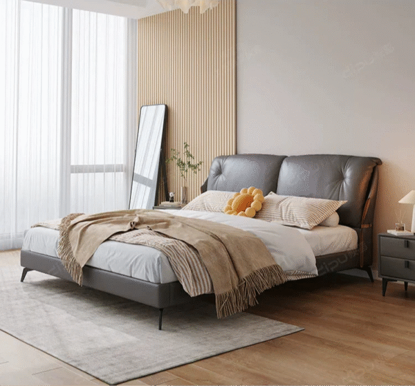 DIPU Emelia Minimalist Cream Designer Bed - Image 10