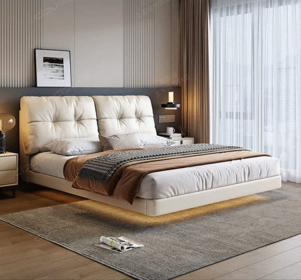 DIPU Maisie Cream Skin Leather Bed - Image 11