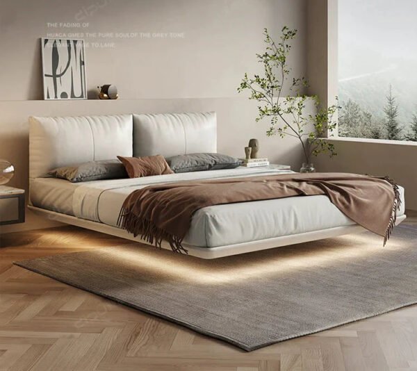 DIPU Diego Minimal Suspended Leather Bed - Image 10