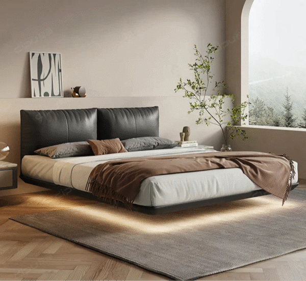 DIPU Diego Minimal Suspended Leather Bed - Image 11