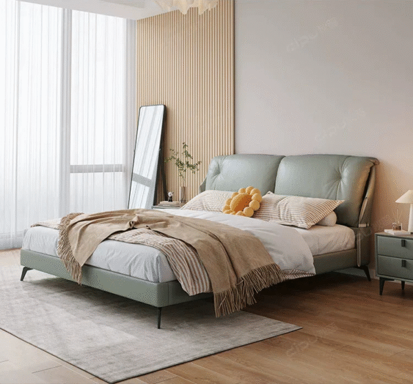DIPU Emelia Minimalist Cream Designer Bed - Image 12