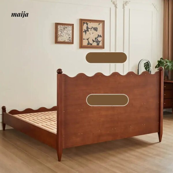 DOSMARS Claire Creamy Retro Solid Wood Bed - Image 12