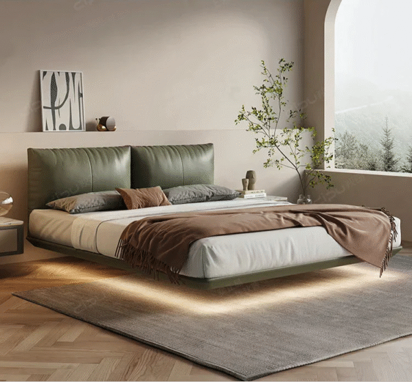 DIPU Diego Minimal Suspended Leather Bed - Image 13