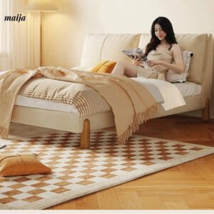 YUMENG Solid Wood Fabric Bed