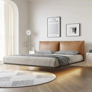 SAMMI Lucas Modern Suspended Solid Wood Bed