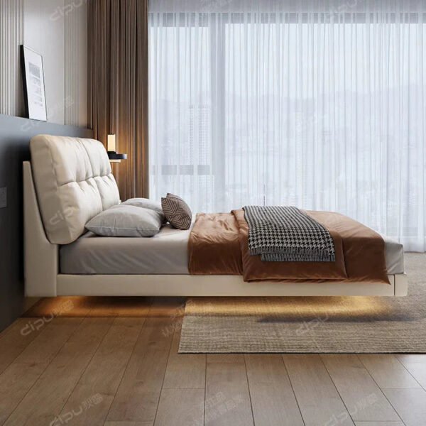 DIPU Maisie Cream Skin Leather Bed - Image 17