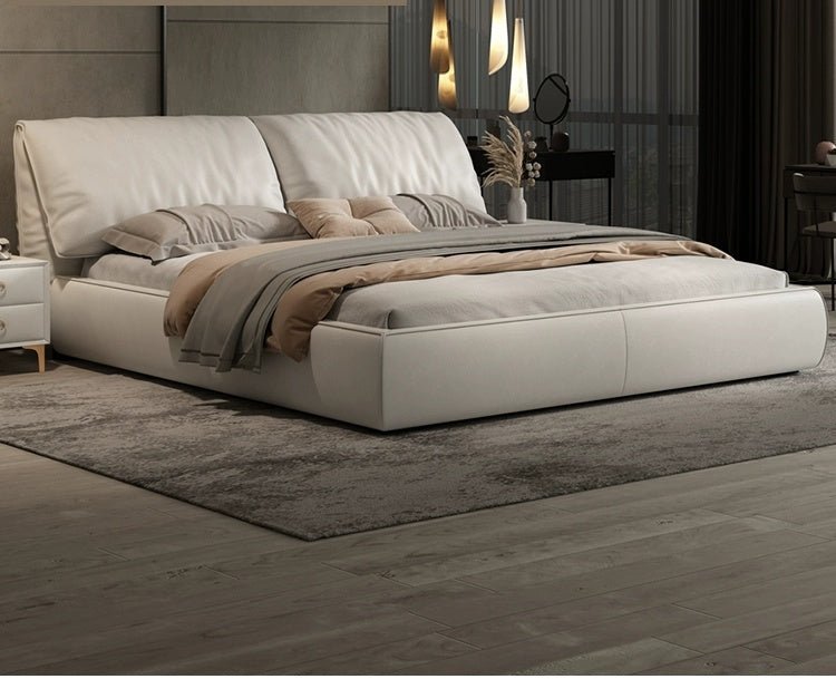 LATE AUTUMN Minimalist Italian Double Leather Bed - Image 14