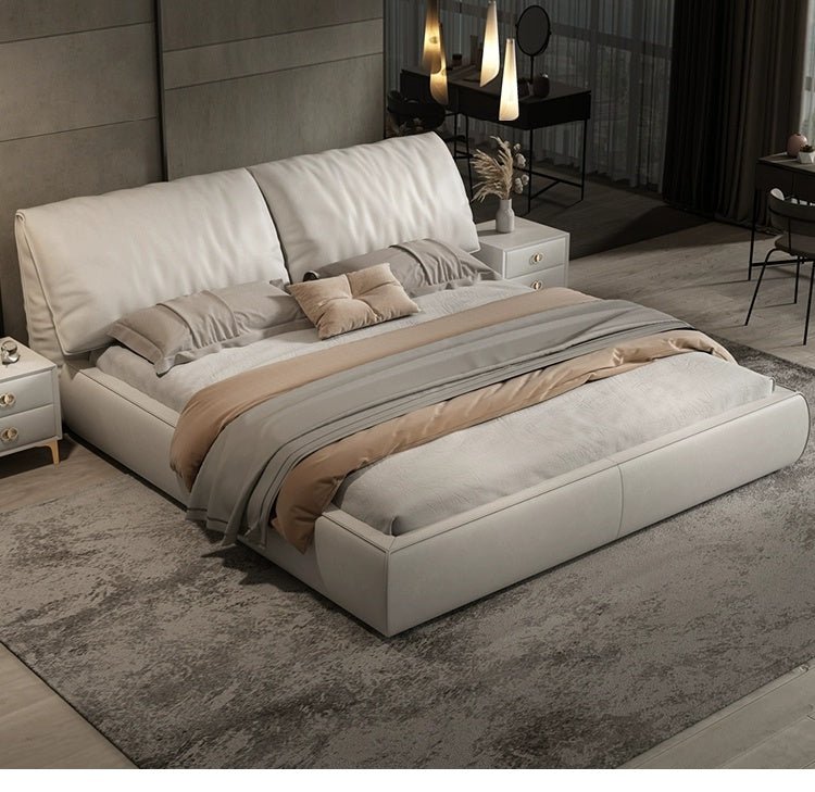 LATE AUTUMN Minimalist Italian Double Leather Bed - Image 19