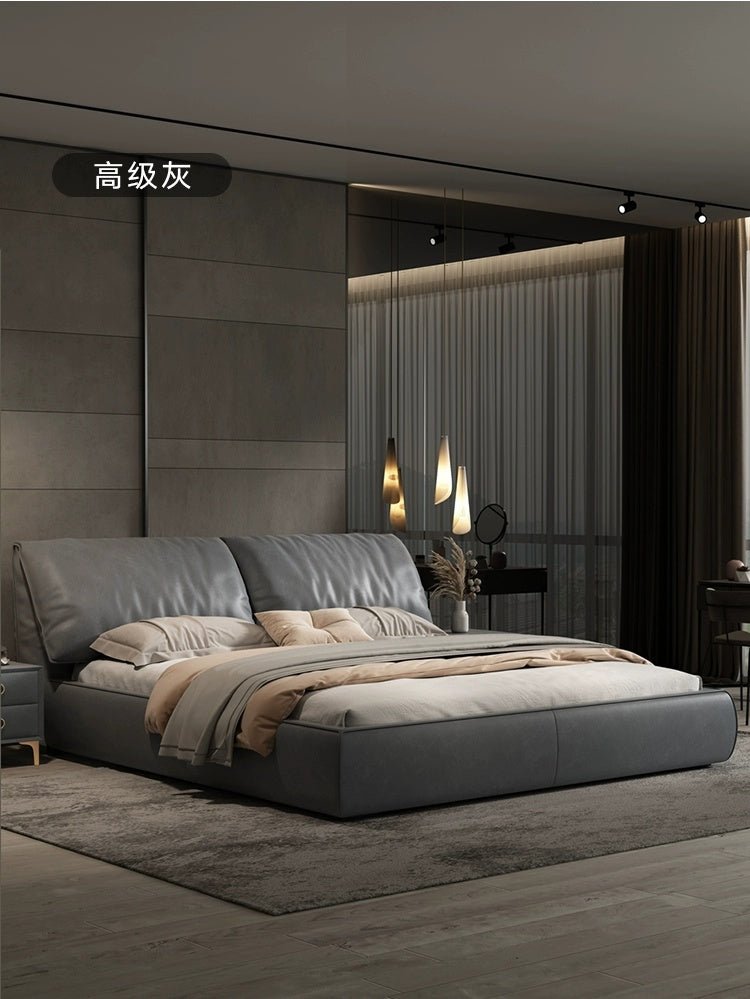 LATE AUTUMN Minimalist Italian Double Leather Bed - Image 22