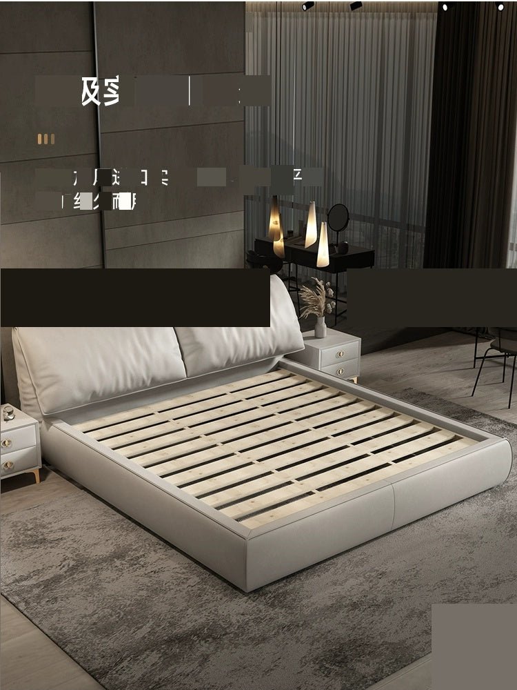 LATE AUTUMN Minimalist Italian Double Leather Bed - Image 17