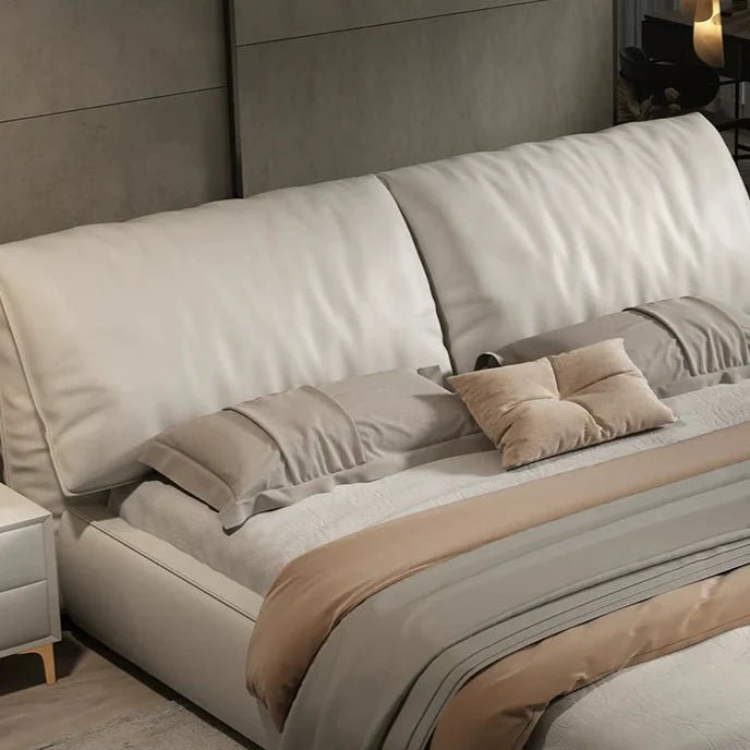 LATE AUTUMN Minimalist Italian Double Leather Bed - Image 12