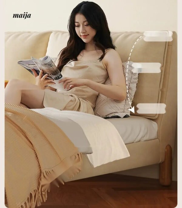 YUMENG Solid Wood Fabric Bed - Image 5