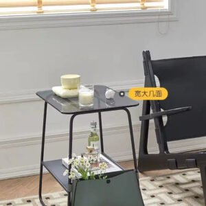 MIKA Mini Glass Metal Bedside Table