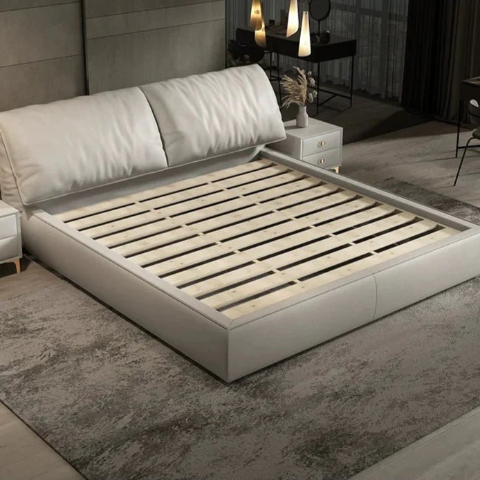 LATE AUTUMN Minimalist Italian Double Leather Bed - Image 13