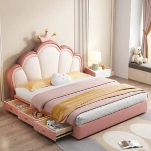 MORNING FOREST Isabella Elegant Crown Storage Bed