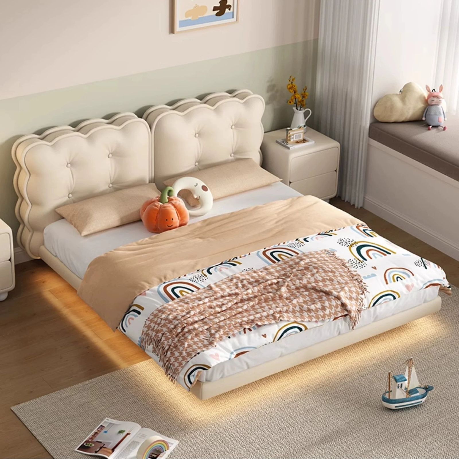 MORNING FOREST Lila Dreamy Cream Light Luxury Bed - Image 4