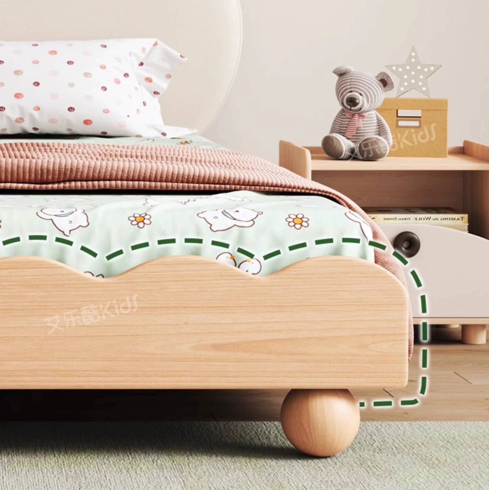 MORNING FOREST Isabella Elegant Natural Wood Crib - Image 11