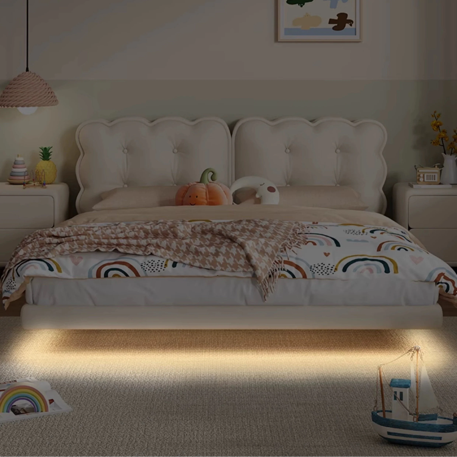 MORNING FOREST Lila Dreamy Cream Light Luxury Bed - Image 5