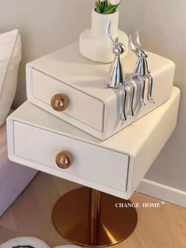 CH Oliver Creative Art Minimalist Storage Bedside Table - Image 4